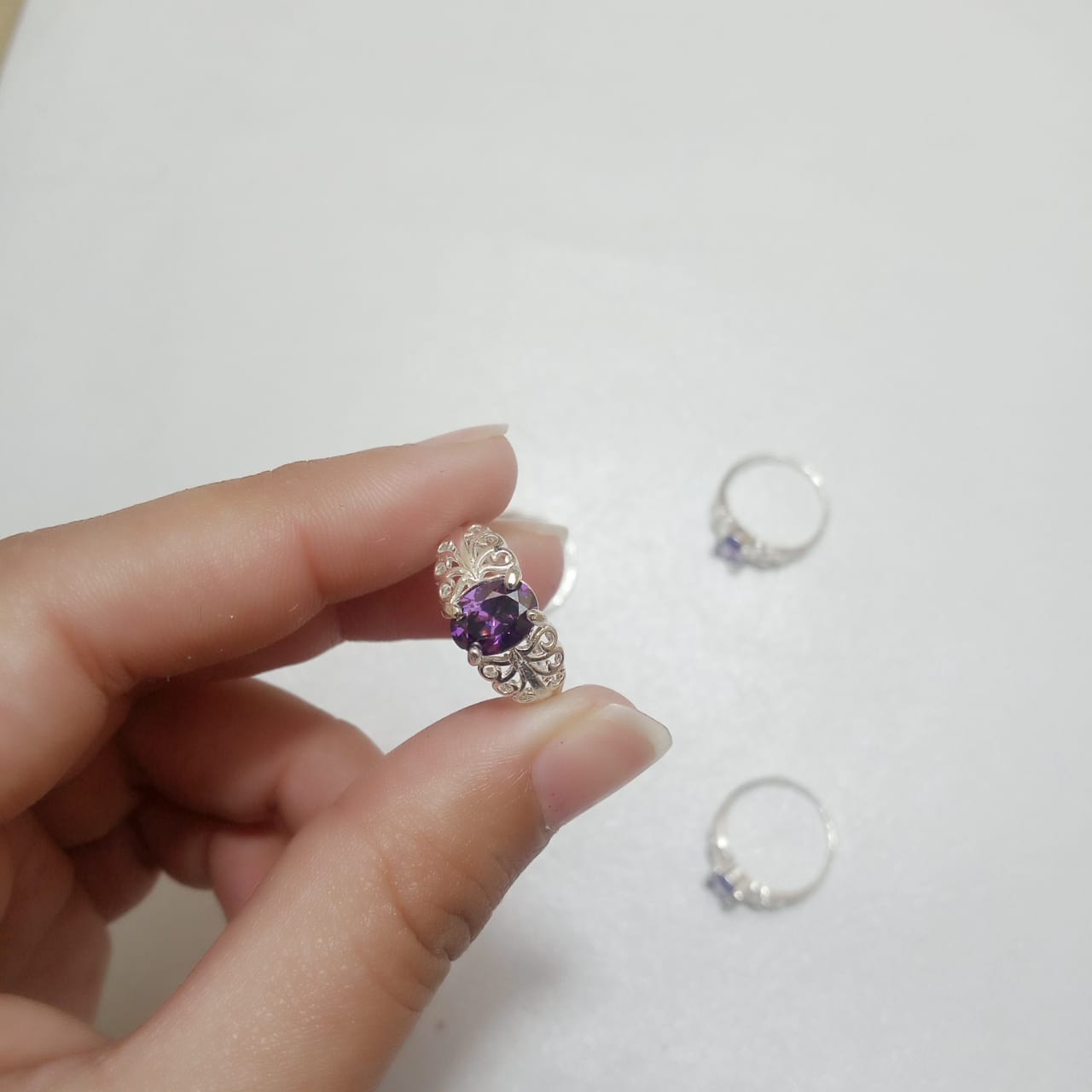 2 Carat Neelam Female Ring | Step Cut | CODE N-17