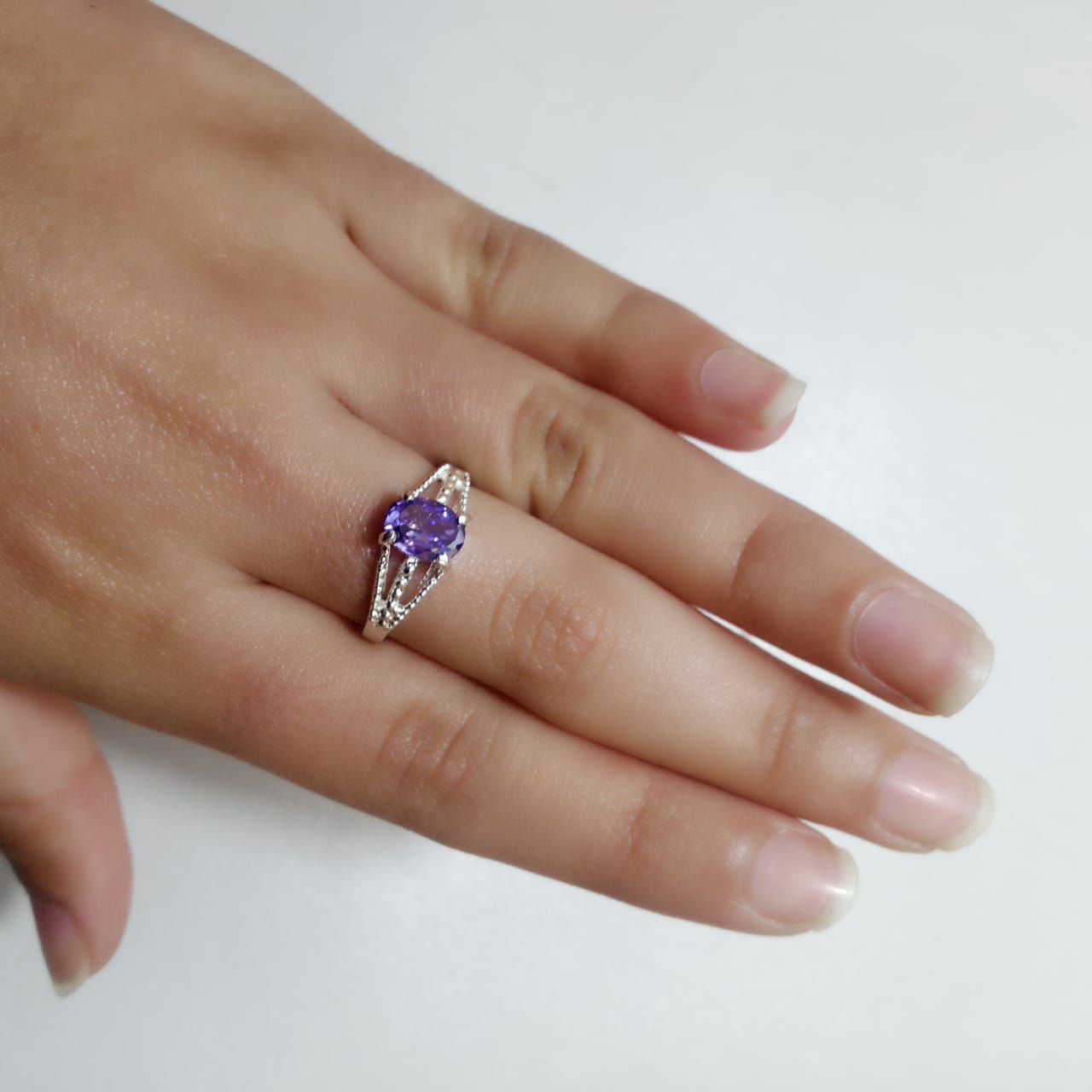 2 Carat Neelam Female Ring | Step Cut | CODE N-13
