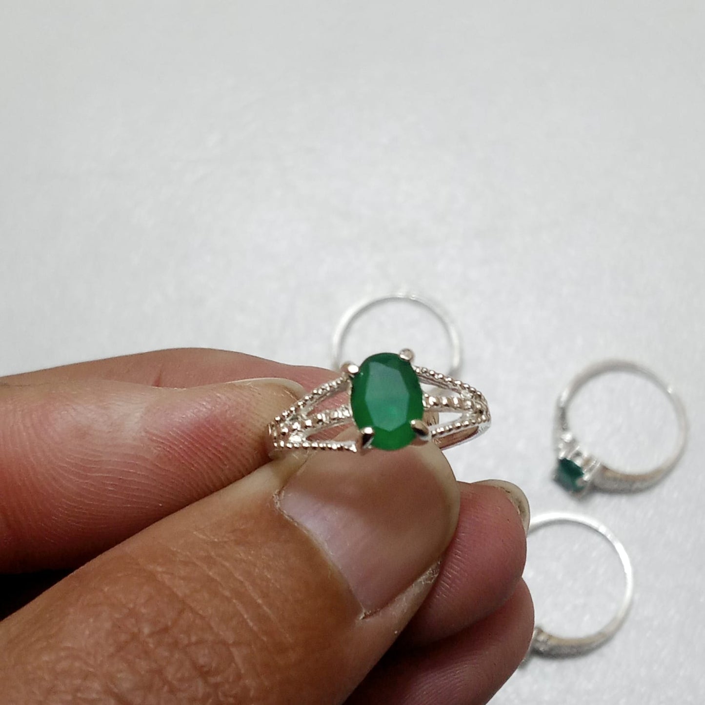 Emerald Female Ring | Step Cut Panna | CODE E-10