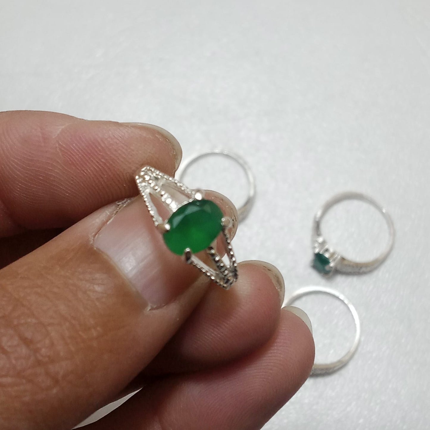 Emerald Female Ring | Step Cut Panna | CODE E-10