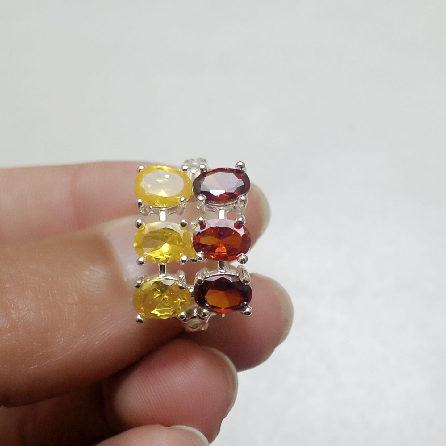 Multiple Stone Ring | Step Cut | Pukhraj, Emerald, Yaqoot, Tourmaline