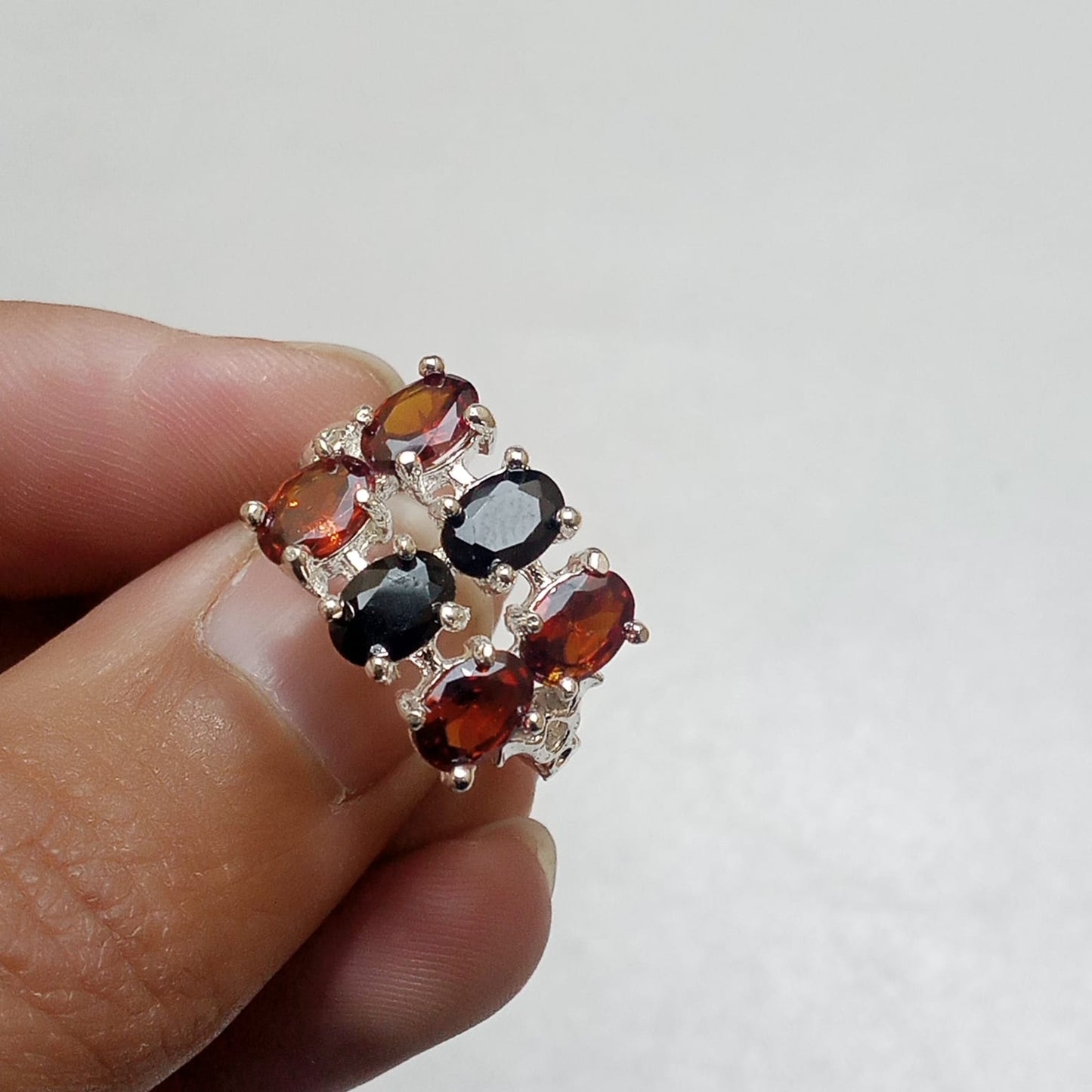 Multiple Stone Ring | Step Cut | Pukhraj, Emerald, Yaqoot, Tourmaline
