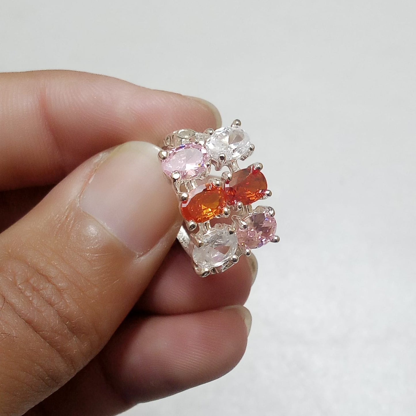 Multiple Stone Ring | Step Cut | Pukhraj, Emerald, Yaqoot, Tourmaline