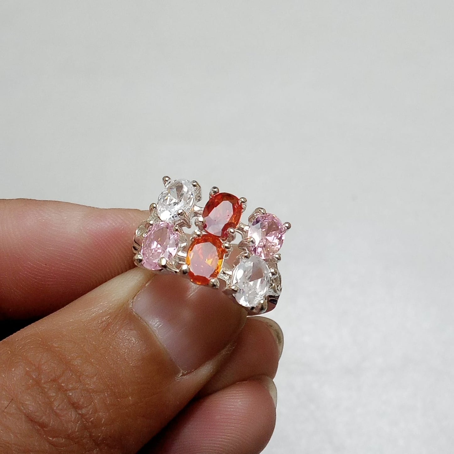 Multiple Stone Ring | Step Cut | Pukhraj, Emerald, Yaqoot, Tourmaline