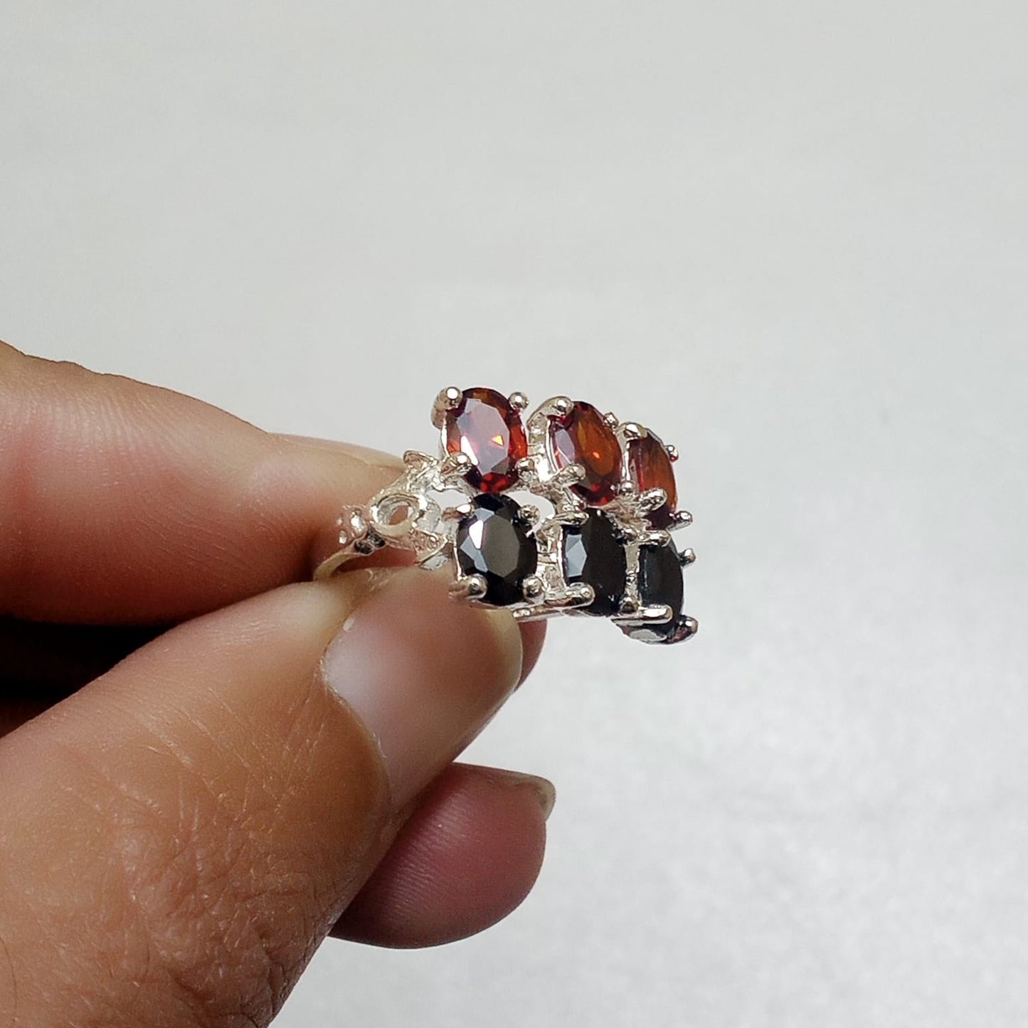 Multiple Stone Ring | Step Cut | Pukhraj, Emerald, Yaqoot, Tourmaline