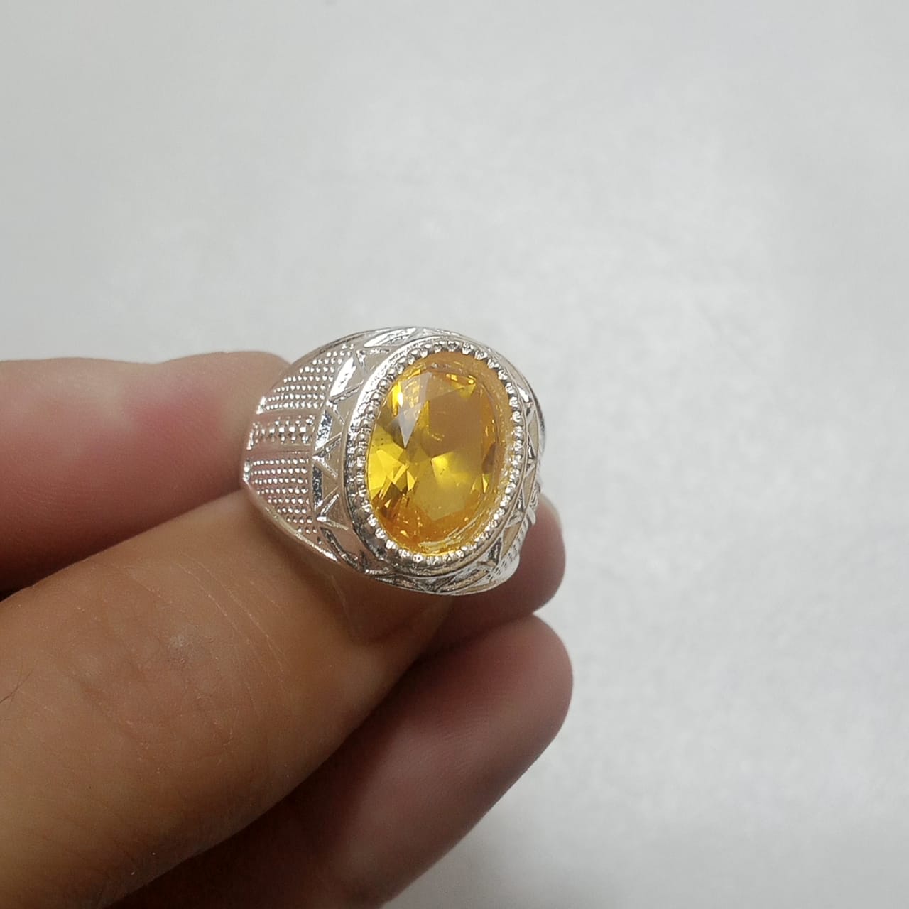 14 Carats Turkish Style Pukhraj Ring | Step Cut | Golden Yellow Pukhraj