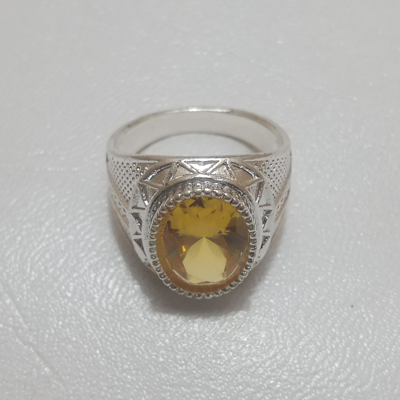 14 Carats Turkish Style Pukhraj Ring | Step Cut | Golden Yellow Pukhraj