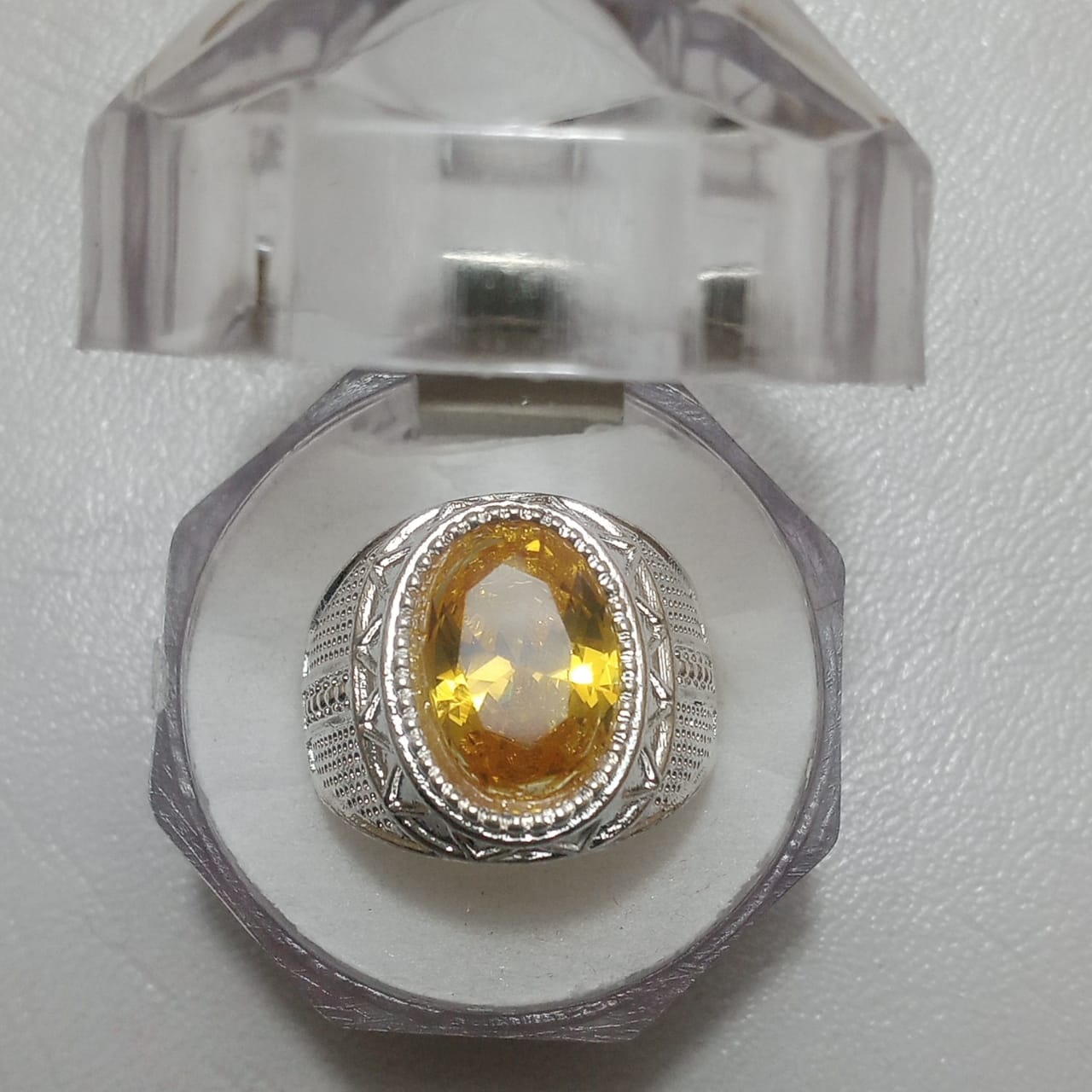 14 Carats Turkish Style Pukhraj Ring | Step Cut | Golden Yellow Pukhraj