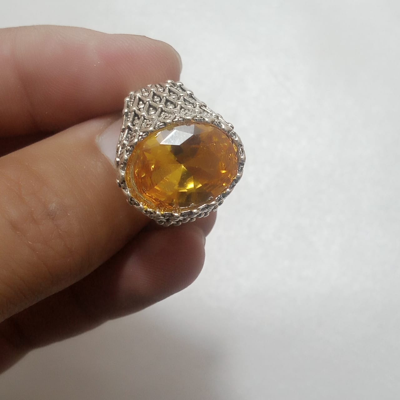 14 Carats Pukhraj Ring | Step Cut | Golden Yellow Pukhraj