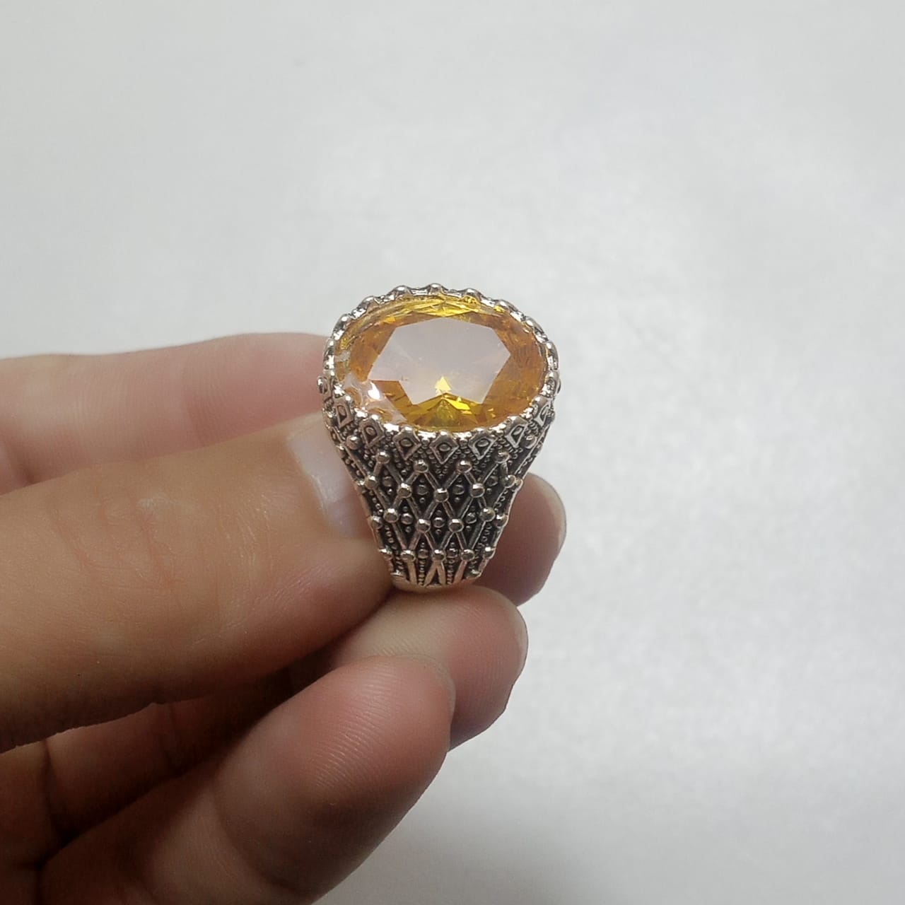 14 Carats Pukhraj Ring | Step Cut | Golden Yellow Pukhraj