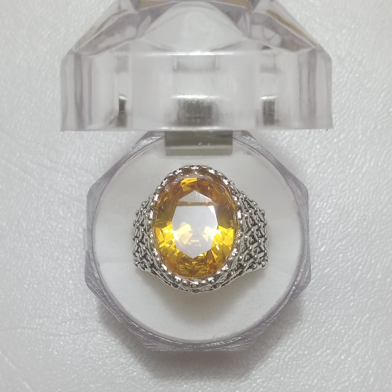 14 Carats Pukhraj Ring | Step Cut | Golden Yellow Pukhraj