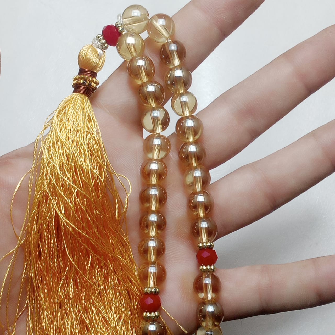 Golden Pukhraj Tasbeeh | 33 Beads | 10 mm