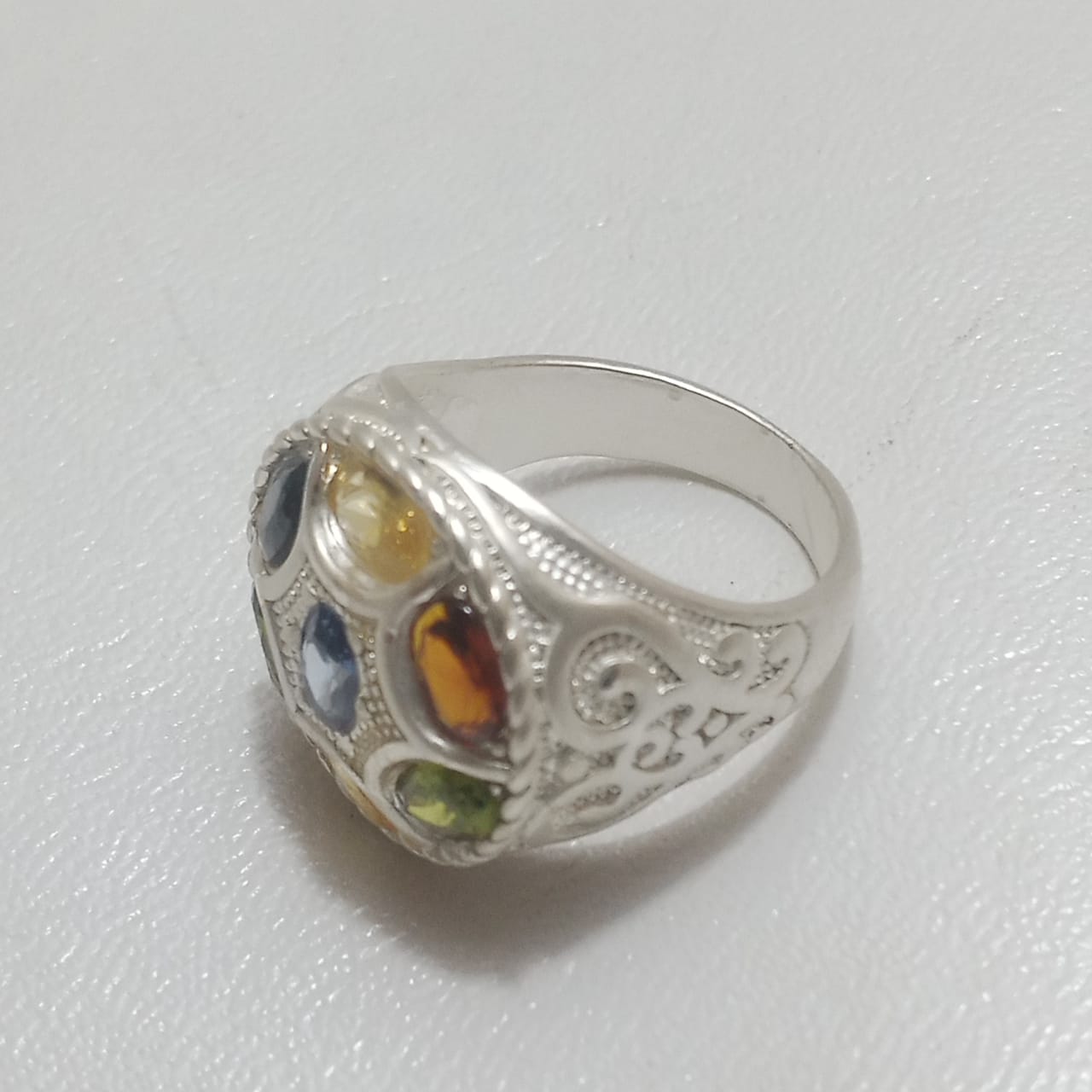 Multiple Stone Ring | Step Cut ;| Pukhraj, Emerald, Yaqoot, Neelam