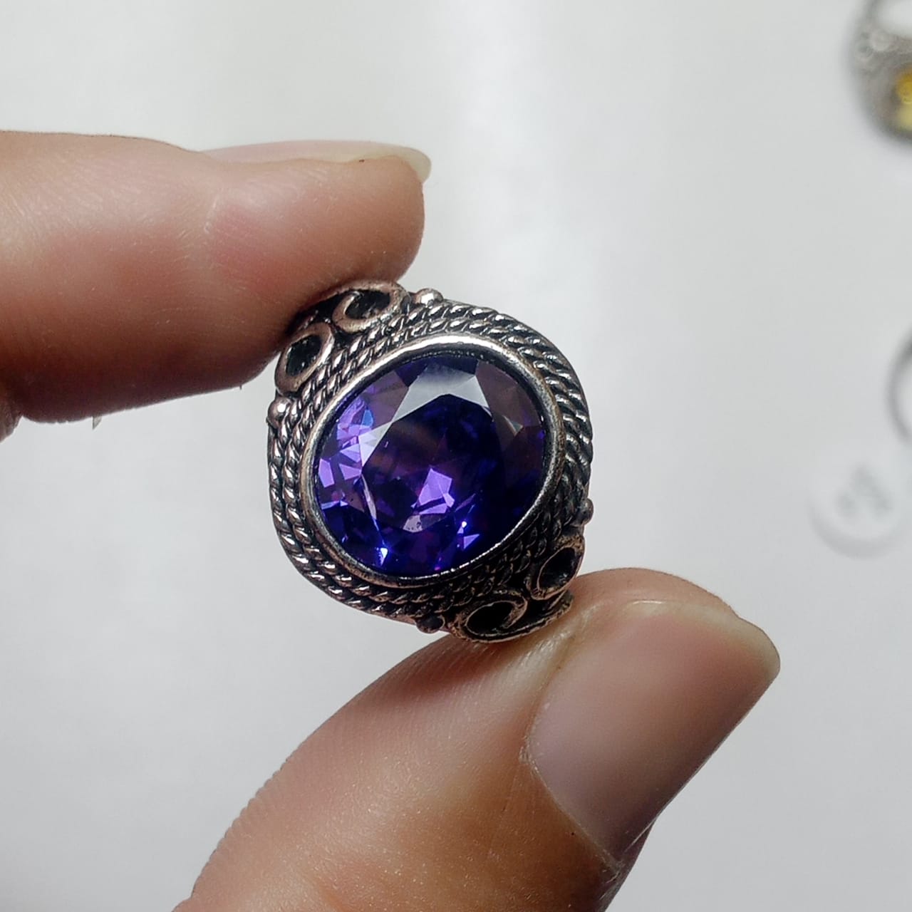 12 Carat Neelam Ring | Step Cut | Turkish Style Ring