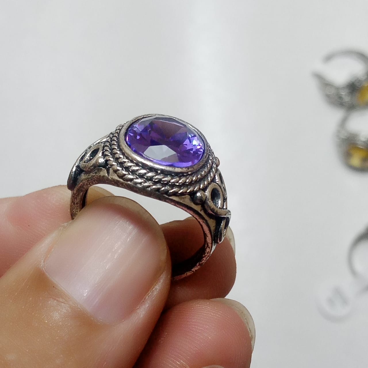 12 Carat Neelam Ring | Step Cut | Turkish Style Ring