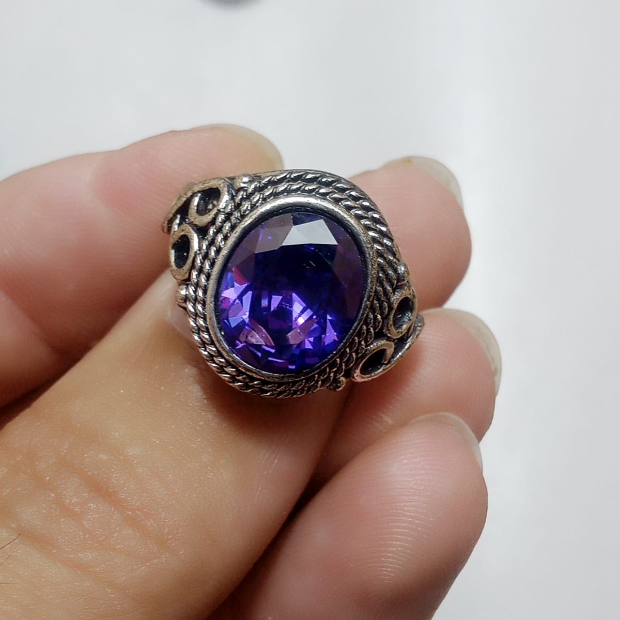 12 Carat Neelam Ring | Step Cut | Turkish Style Ring