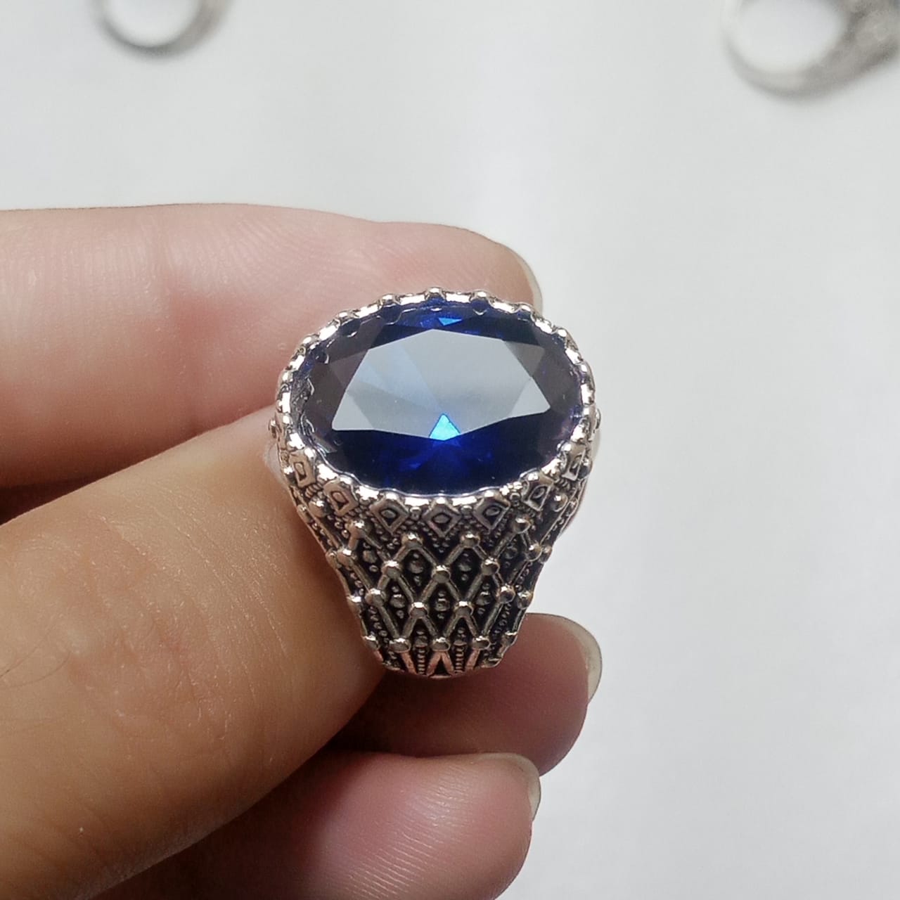 17 Carat Neelam Ring | Step Cut | Turkish Style Ring