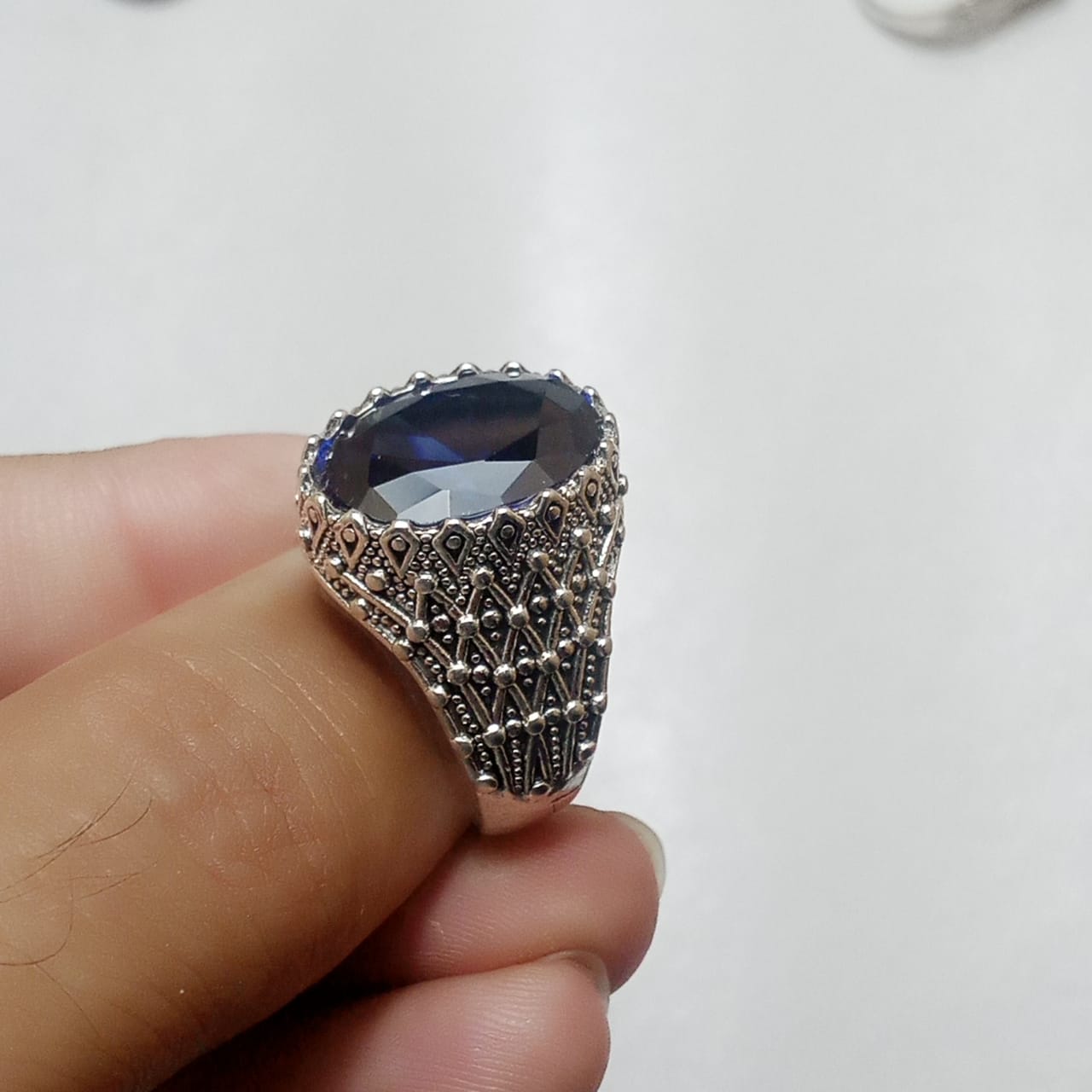 17 Carat Neelam Ring | Step Cut | Turkish Style Ring