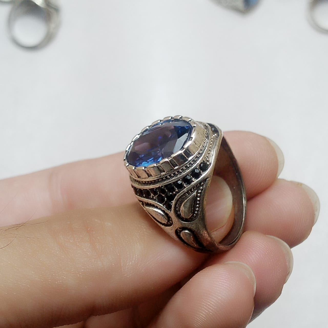 13 Carat Neelam Ring | Step Cut | Turkish Style Ring