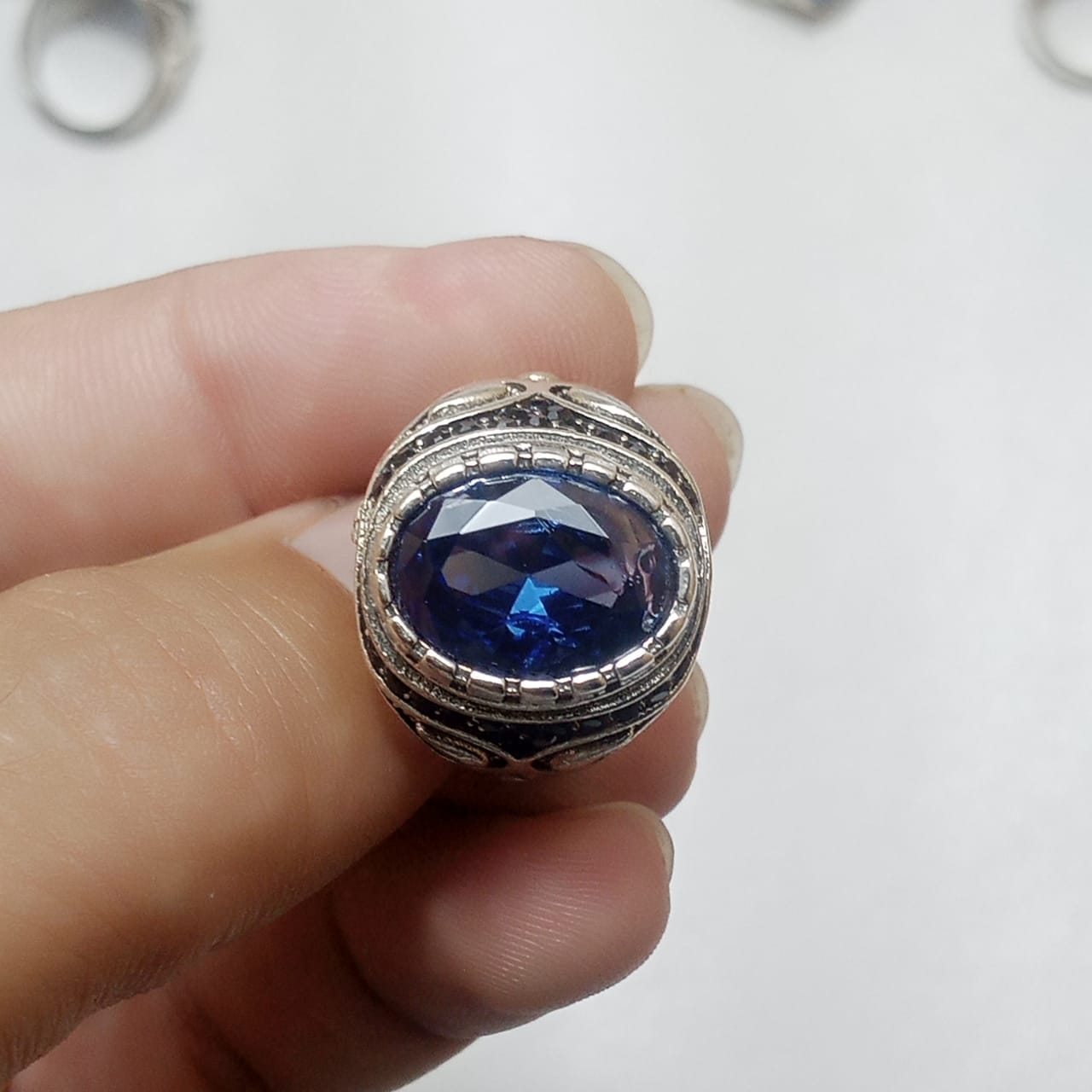 13 Carat Neelam Ring | Step Cut | Turkish Style Ring