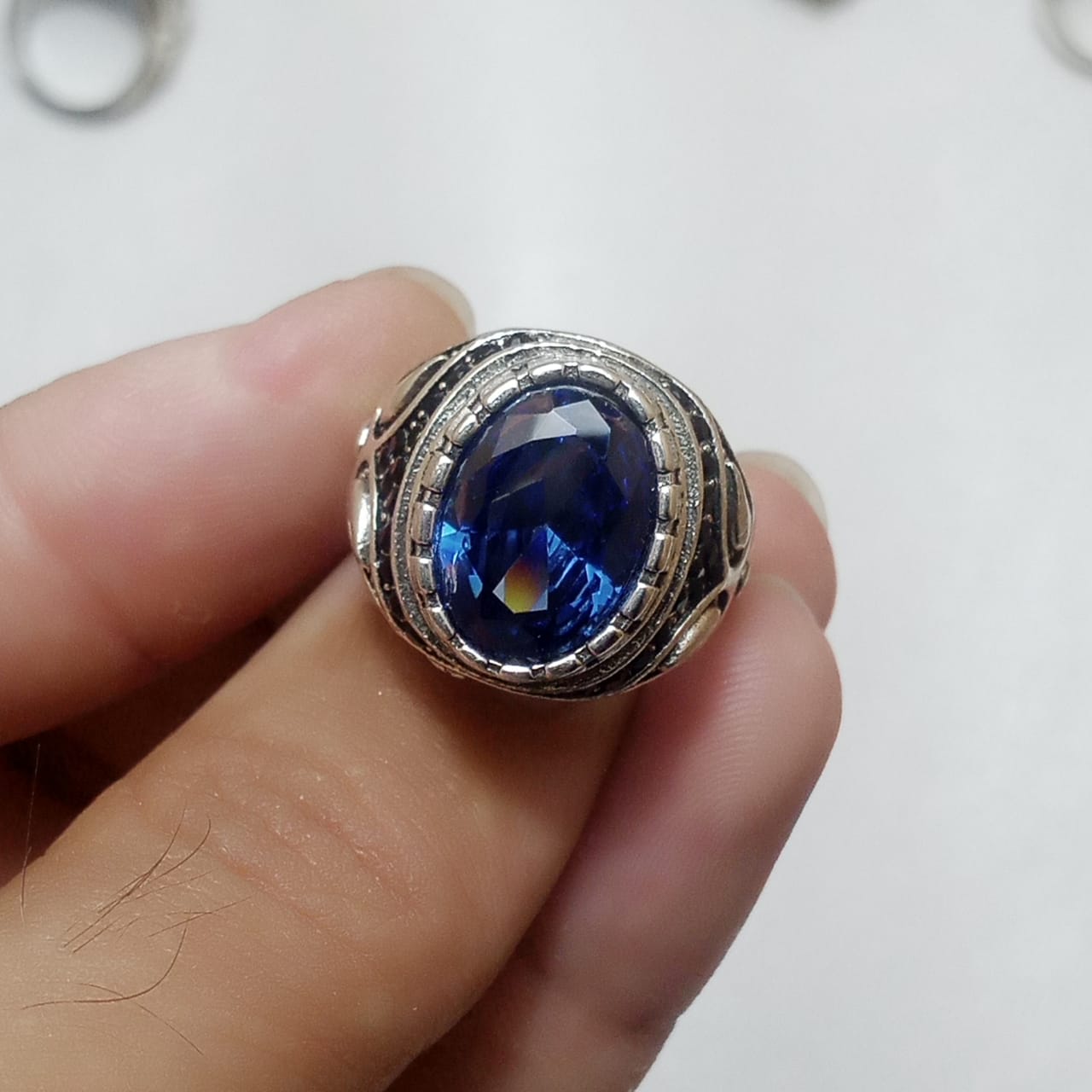 13 Carat Neelam Ring | Step Cut | Turkish Style Ring