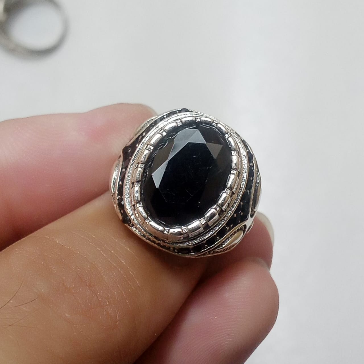 Black Tourmaline Ring | Step Cut | T07