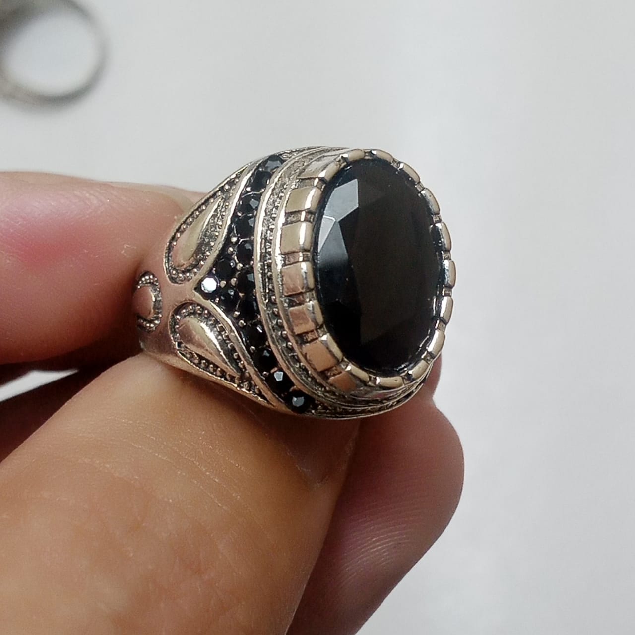 Black Tourmaline Ring | Step Cut | T07