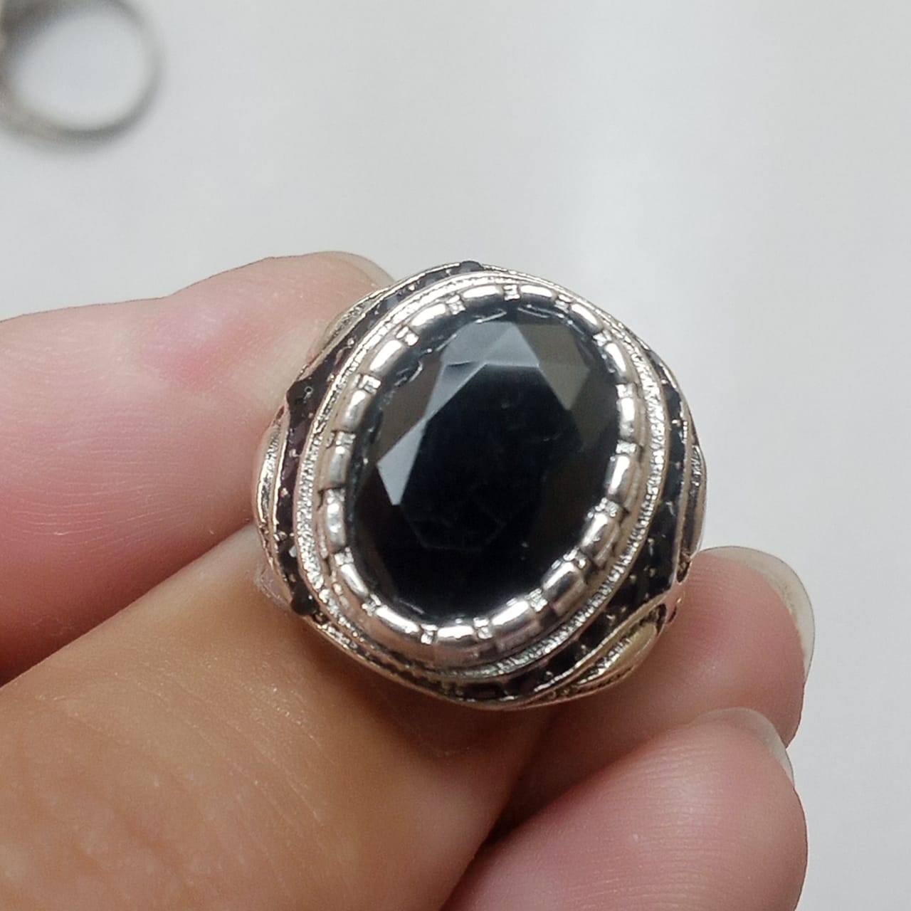 Black Tourmaline Ring | Step Cut | T07