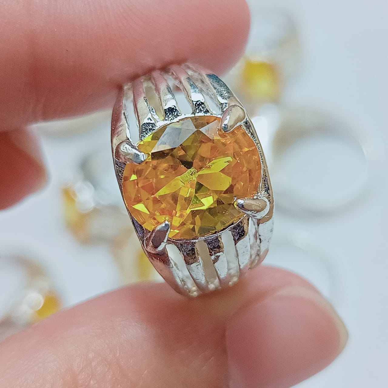 Pukhraj Ring | Oval Shape Step Cut | CODE P26