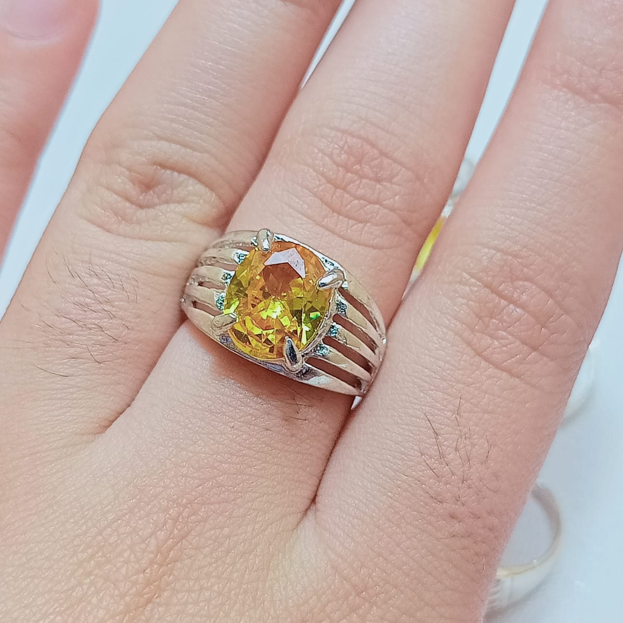 Pukhraj Ring | Oval Shape Step Cut | CODE P26