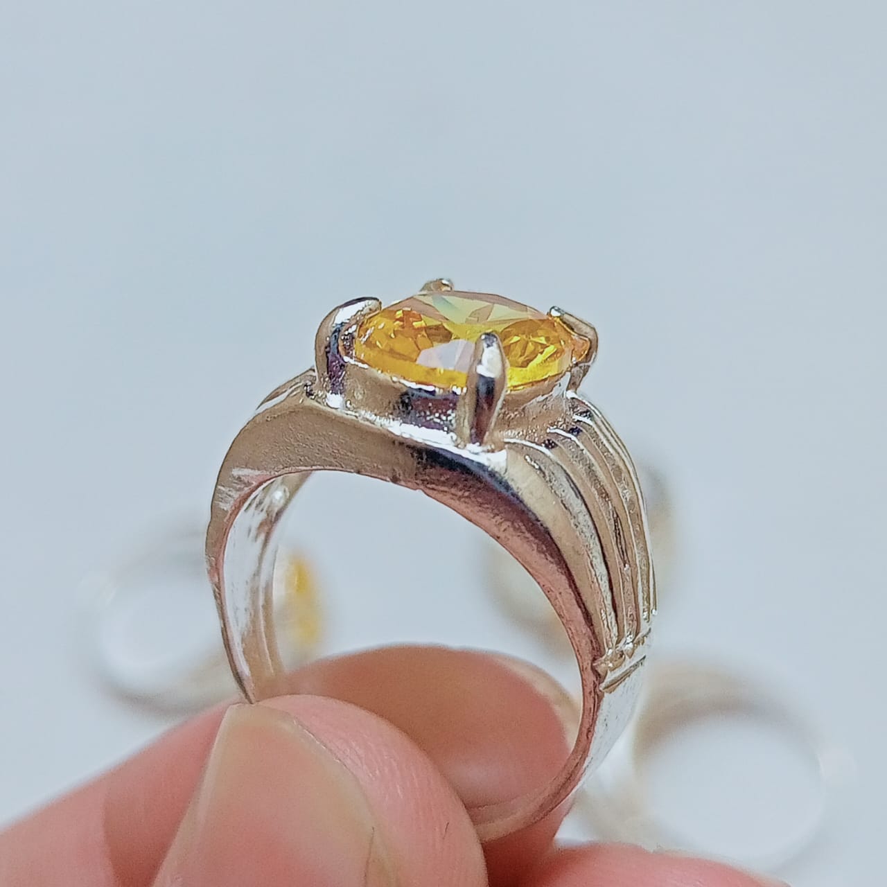 Pukhraj Ring | Oval Shape Step Cut | CODE P26