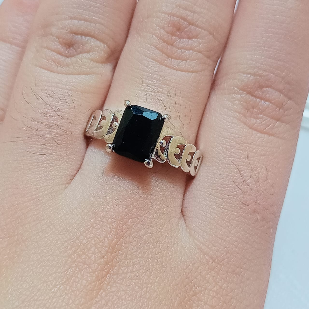 Black Beroj-Tourmaline Female Ring | Emerald Cut | T07
