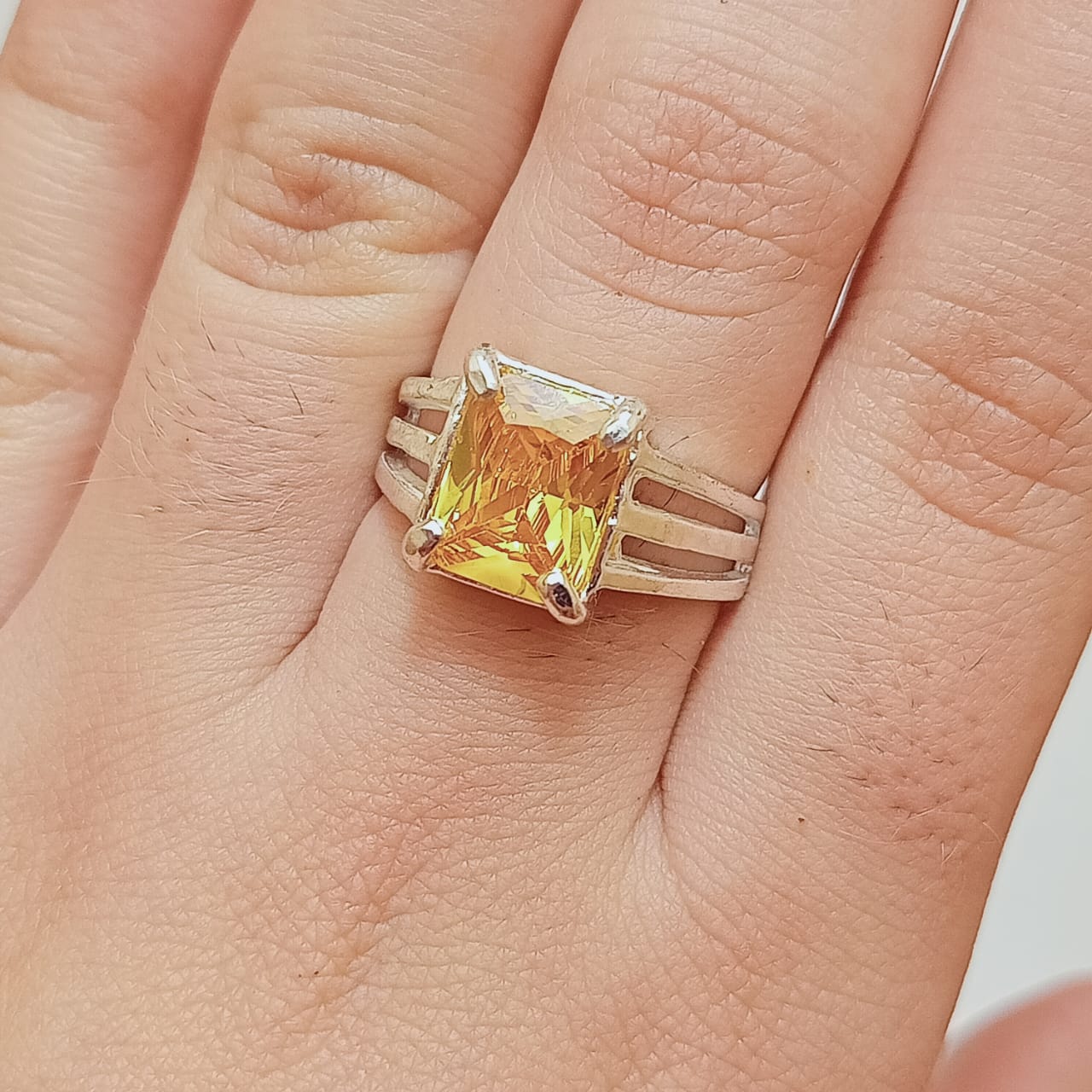 Pukhraj Ring | Yellow Sapphire Step Cut | CODE P33