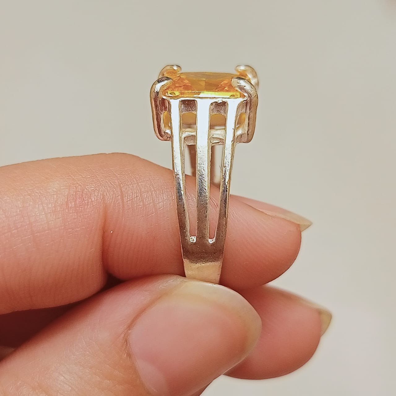 Pukhraj Ring | Yellow Sapphire Step Cut | CODE P33