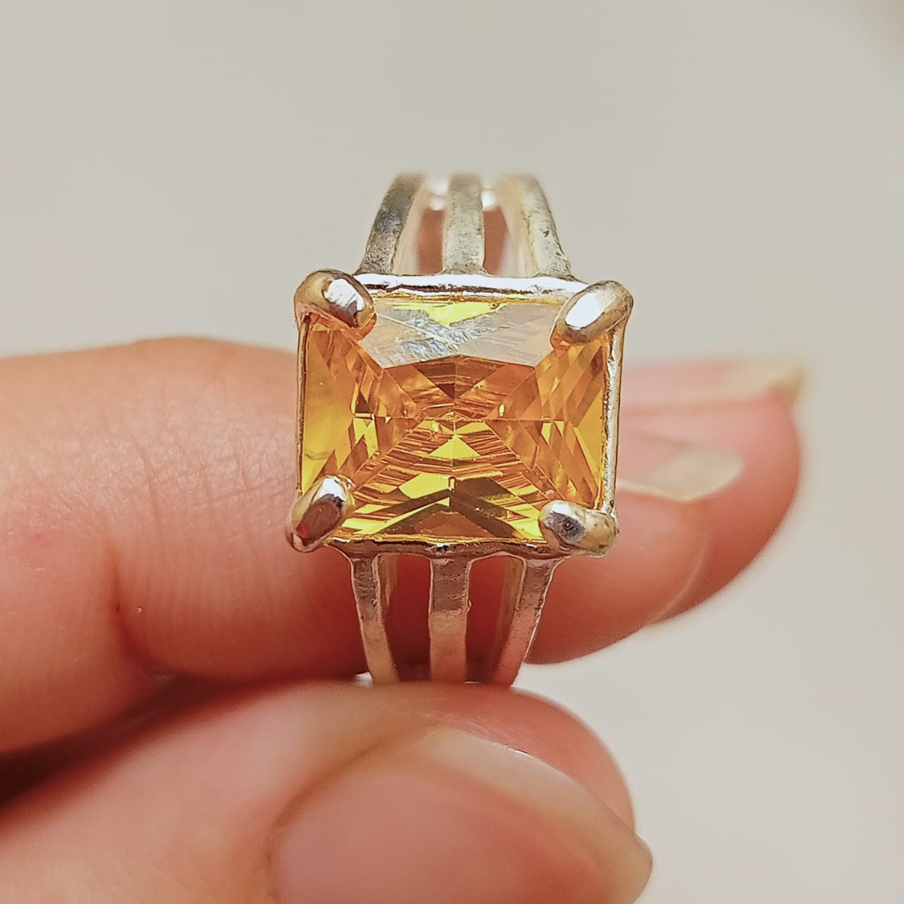 Pukhraj Ring | Yellow Sapphire Step Cut | CODE P33