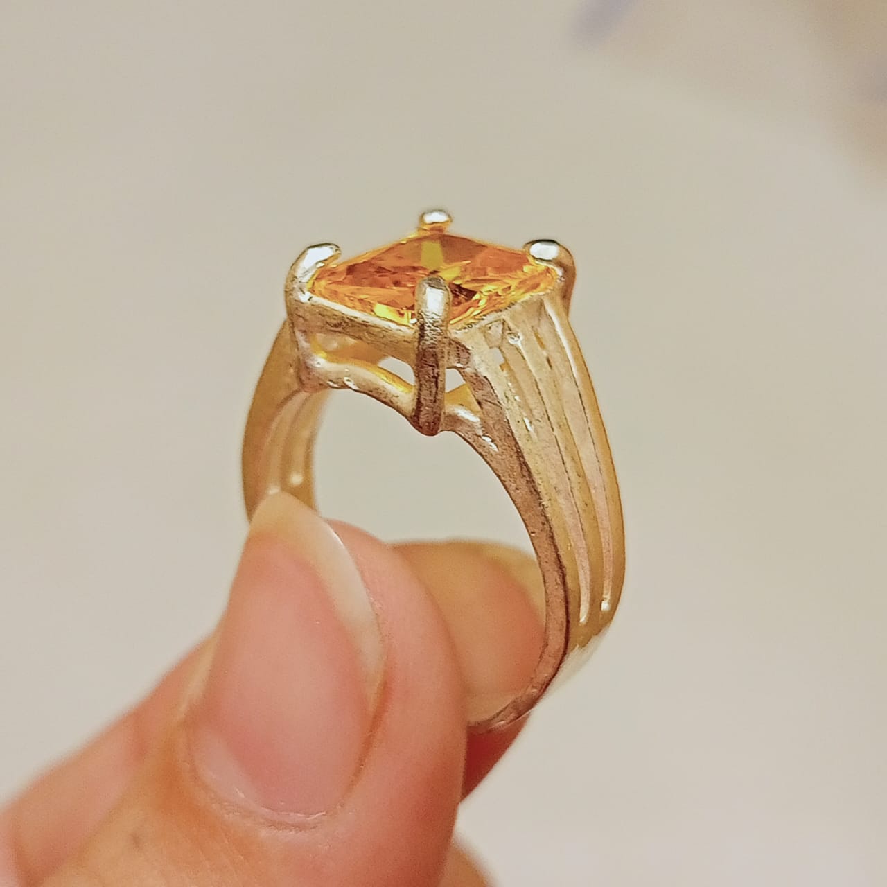 Pukhraj Ring | Yellow Sapphire Step Cut | CODE P33