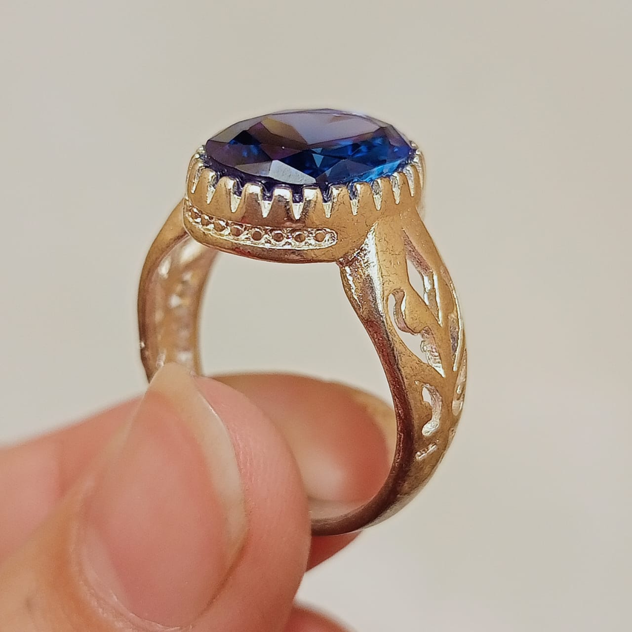 Neelam Ring | Blue Stone Step Cut | CODE N-36