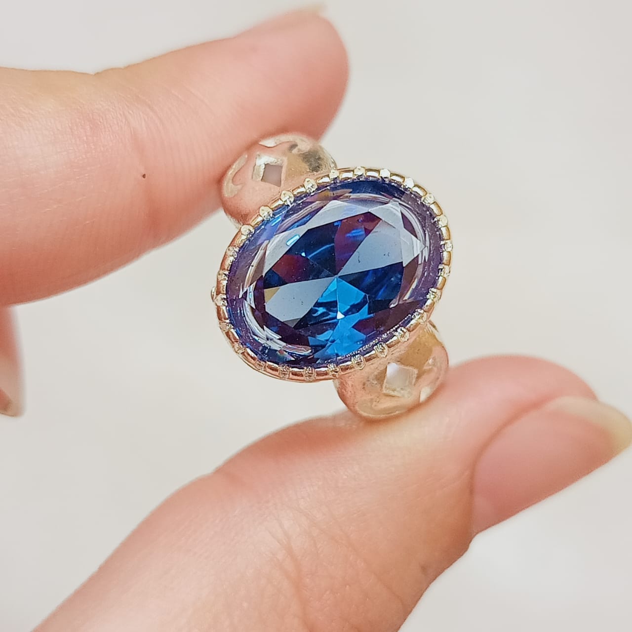 Neelam Ring | Blue Stone Step Cut | CODE N-36
