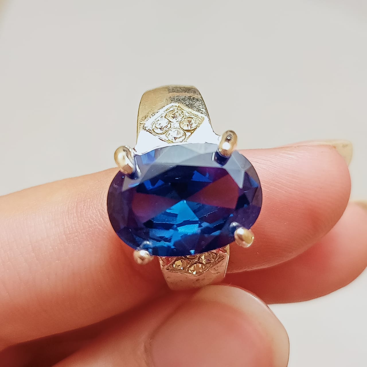 Neelam Ring | Blue Stone Step Cut | CODE N-35