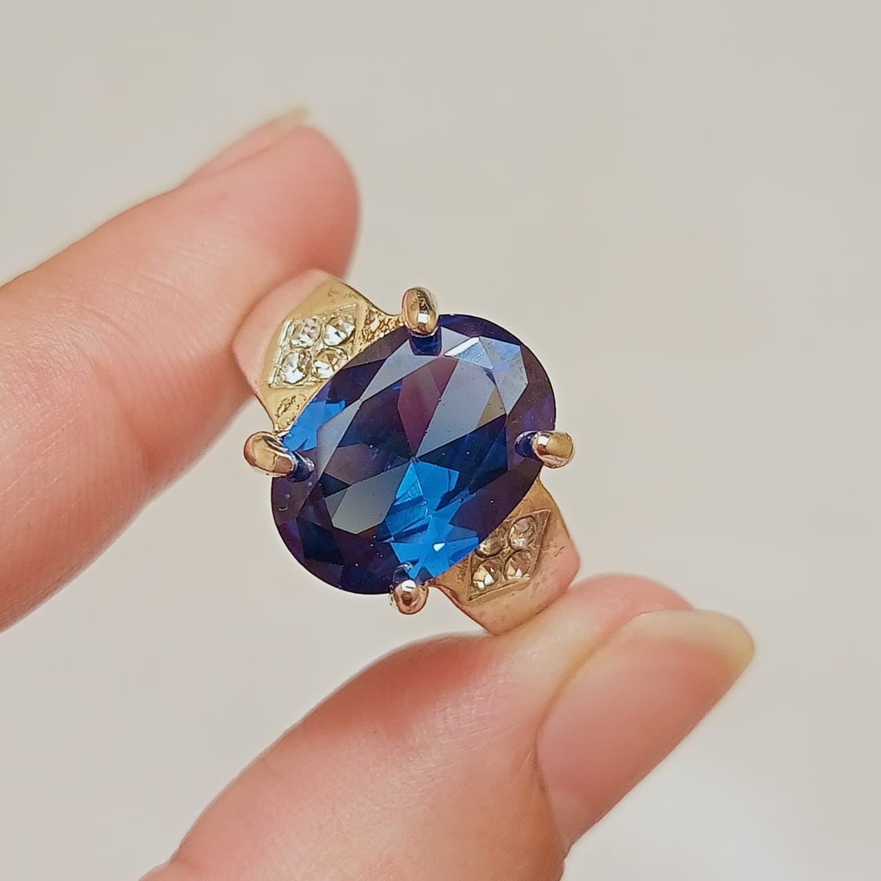 Neelam Ring | Blue Stone Step Cut | CODE N-35