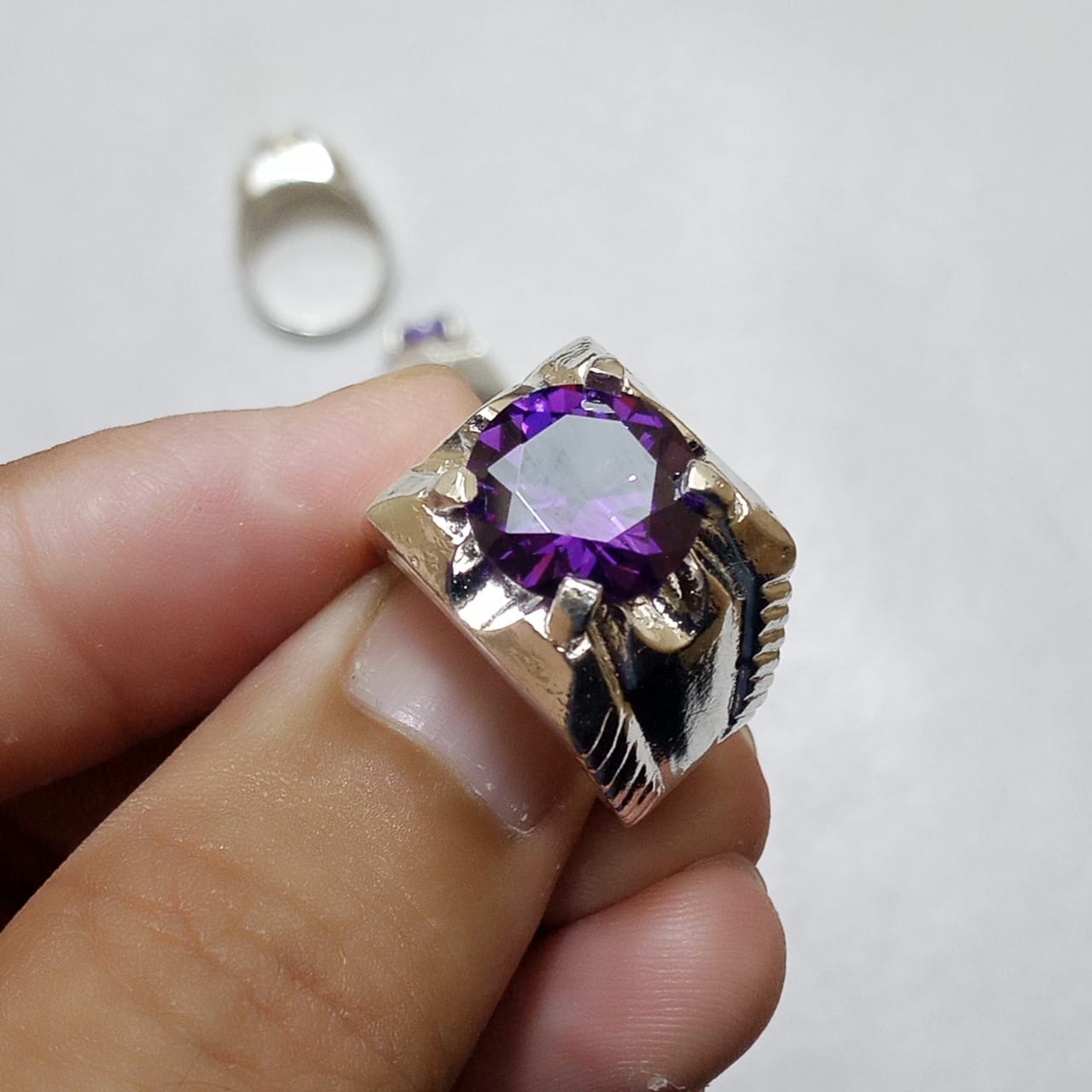 Neelam Ring | Diamond Shape Step Cut | CODE N-33