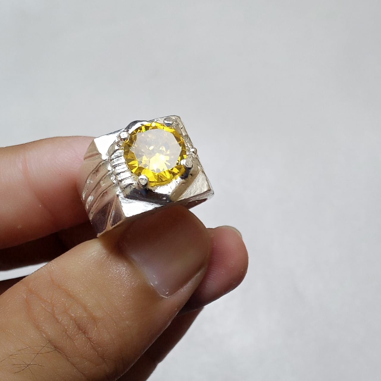 Pukhraj Ring | Diamond Shape Step Cut | CODE P31