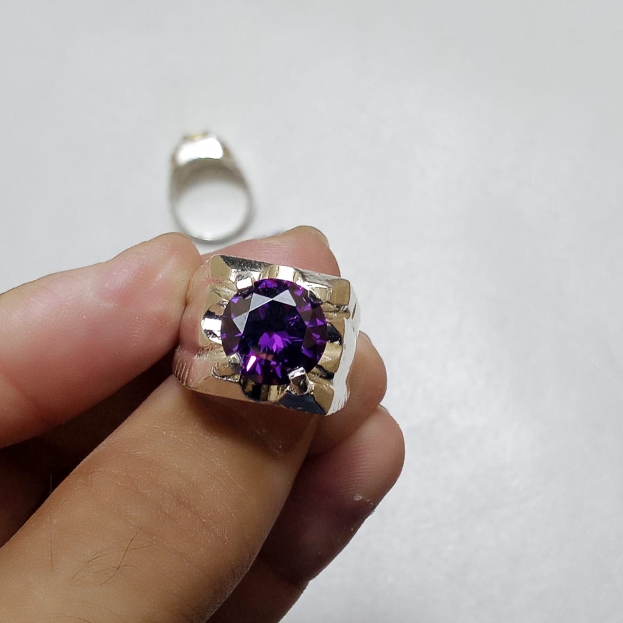 Neelam Ring | Diamond Shape Step Cut | CODE N-33