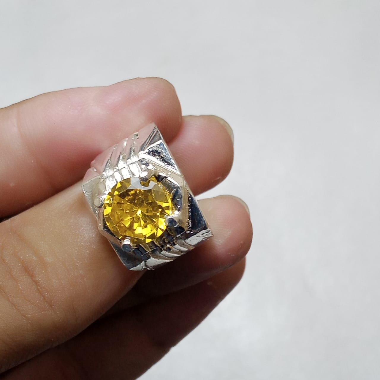 Pukhraj Ring | Diamond Shape Step Cut | CODE P31