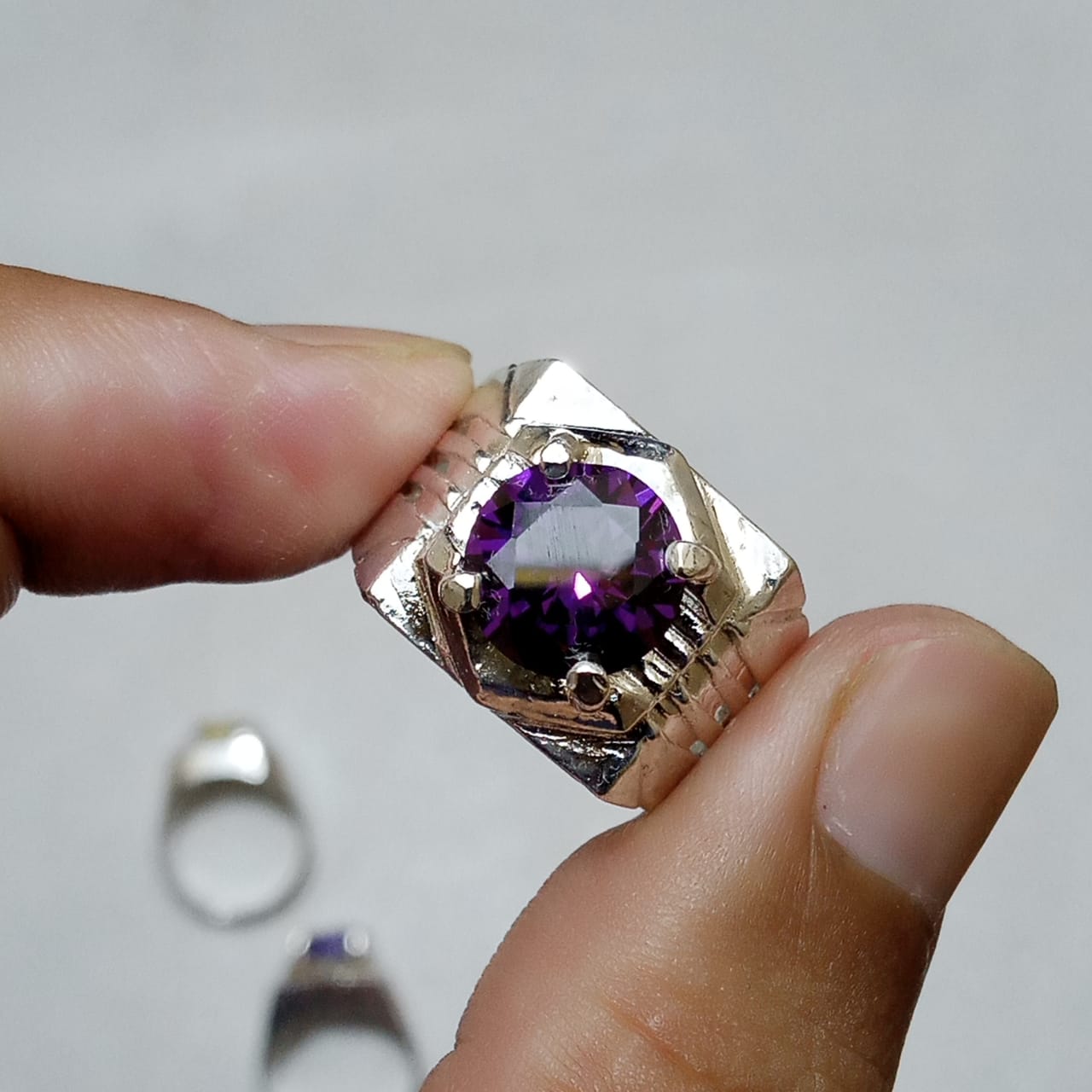 Neelam Ring | Diamond Shape Step Cut | CODE N-31