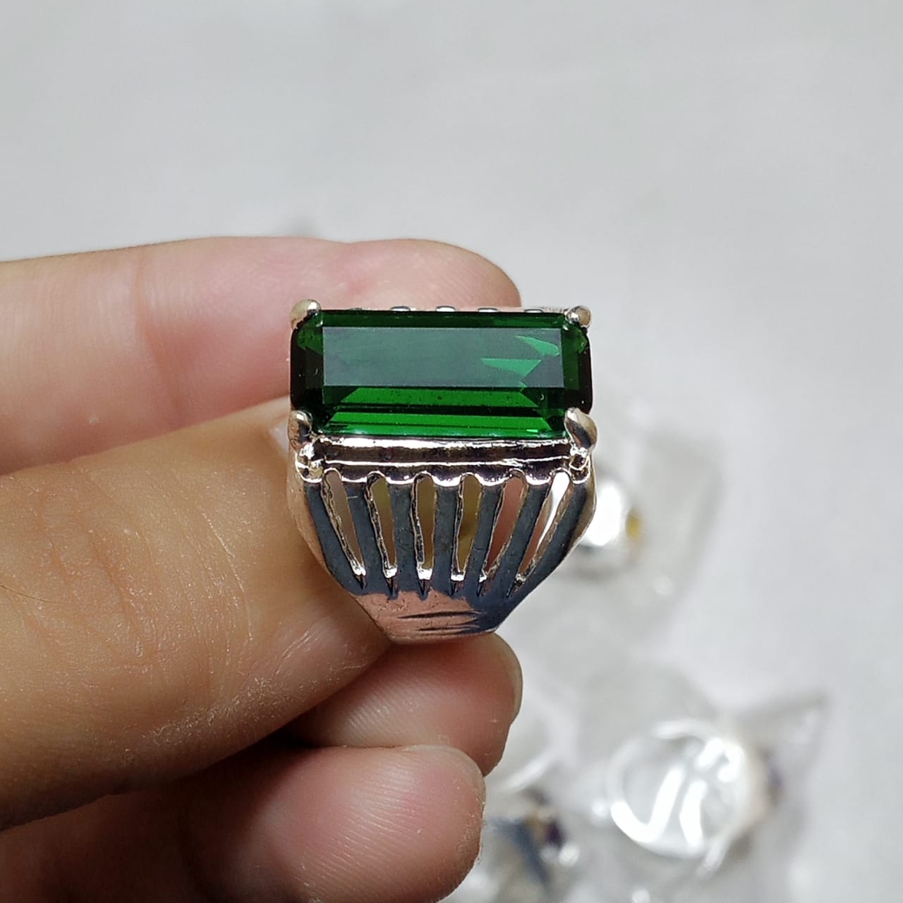 7 carat Emerald Ring | Step Cut Zamrud | Italian Style Ring