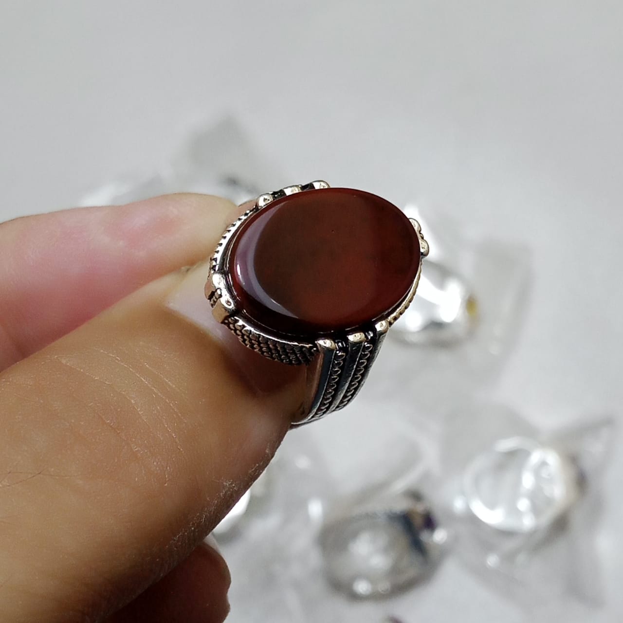 Yamni Aqeeq Ring | Agate Ring | Italian style Ring