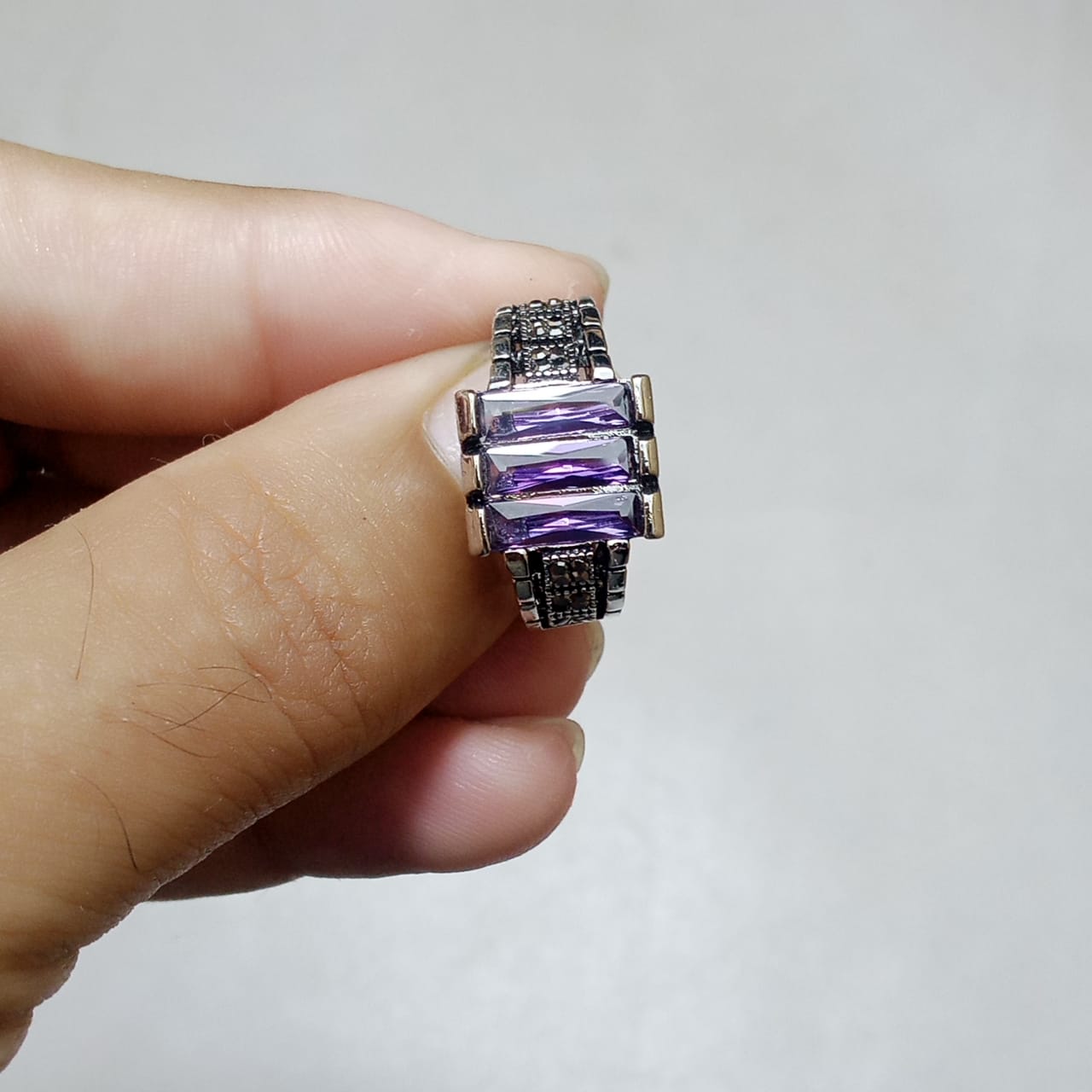 Neelam Ring | Blue Stone Step Cut | CODE N-39