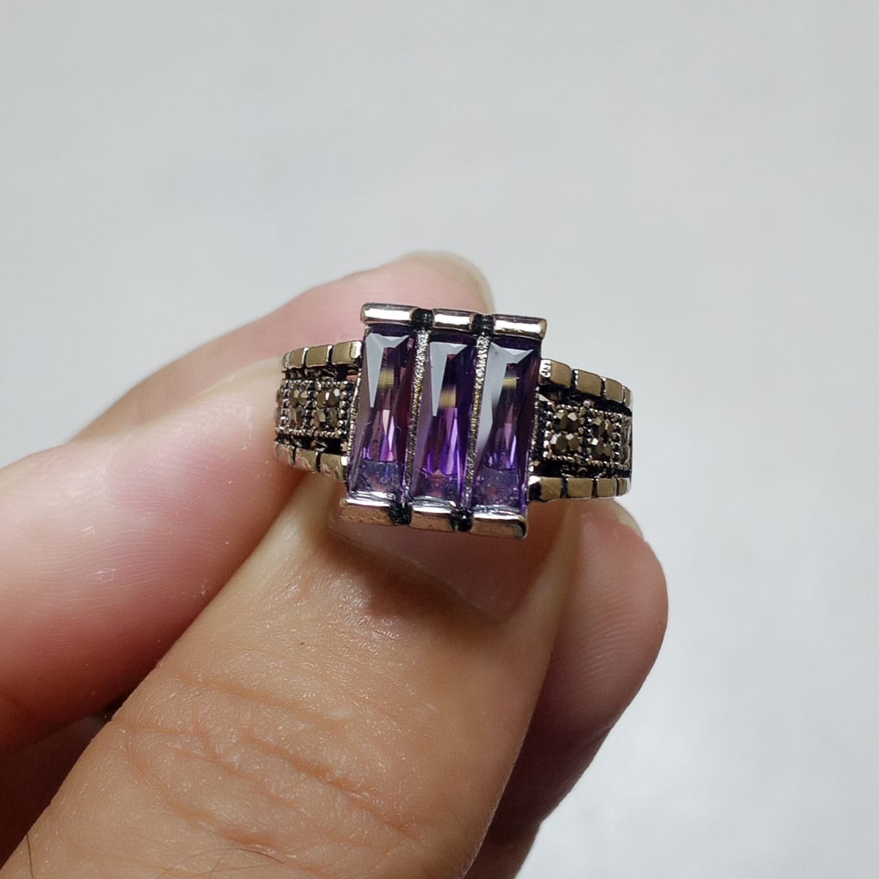Neelam Ring | Blue Stone Step Cut | CODE N-39