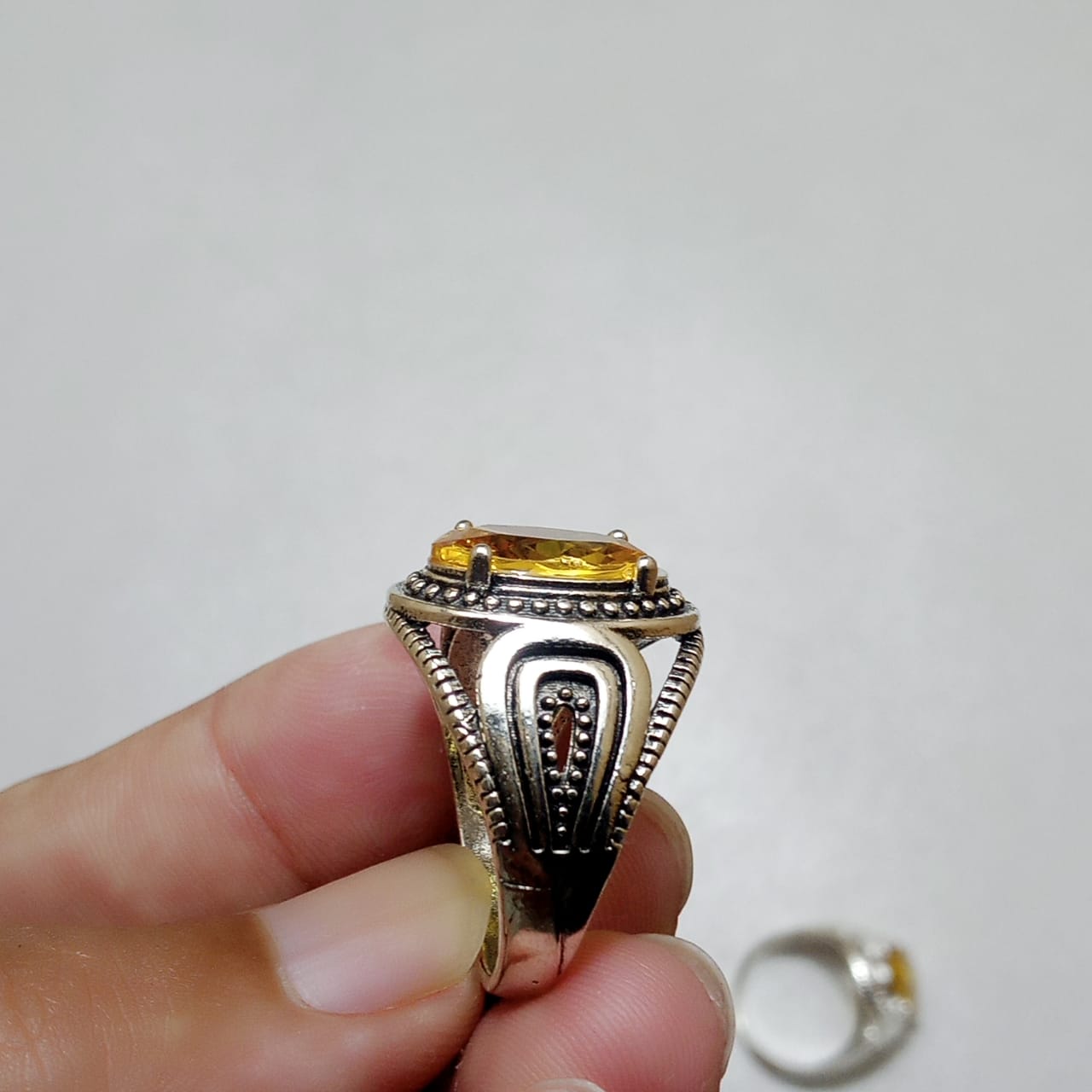 Pukhraj Ring | Turkish Designs | Yellow Sapphire Step Cut | CODE P42